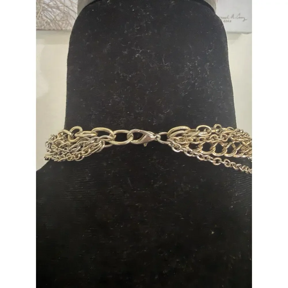 Women's Fashion Multi Strand Gold Tone Ball Chain Long Necklace with Lobster